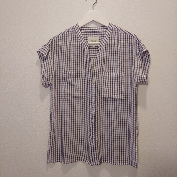 RAILS Blue & White Gingham Check Short Sleeve Button Down - Picture 2 of 10